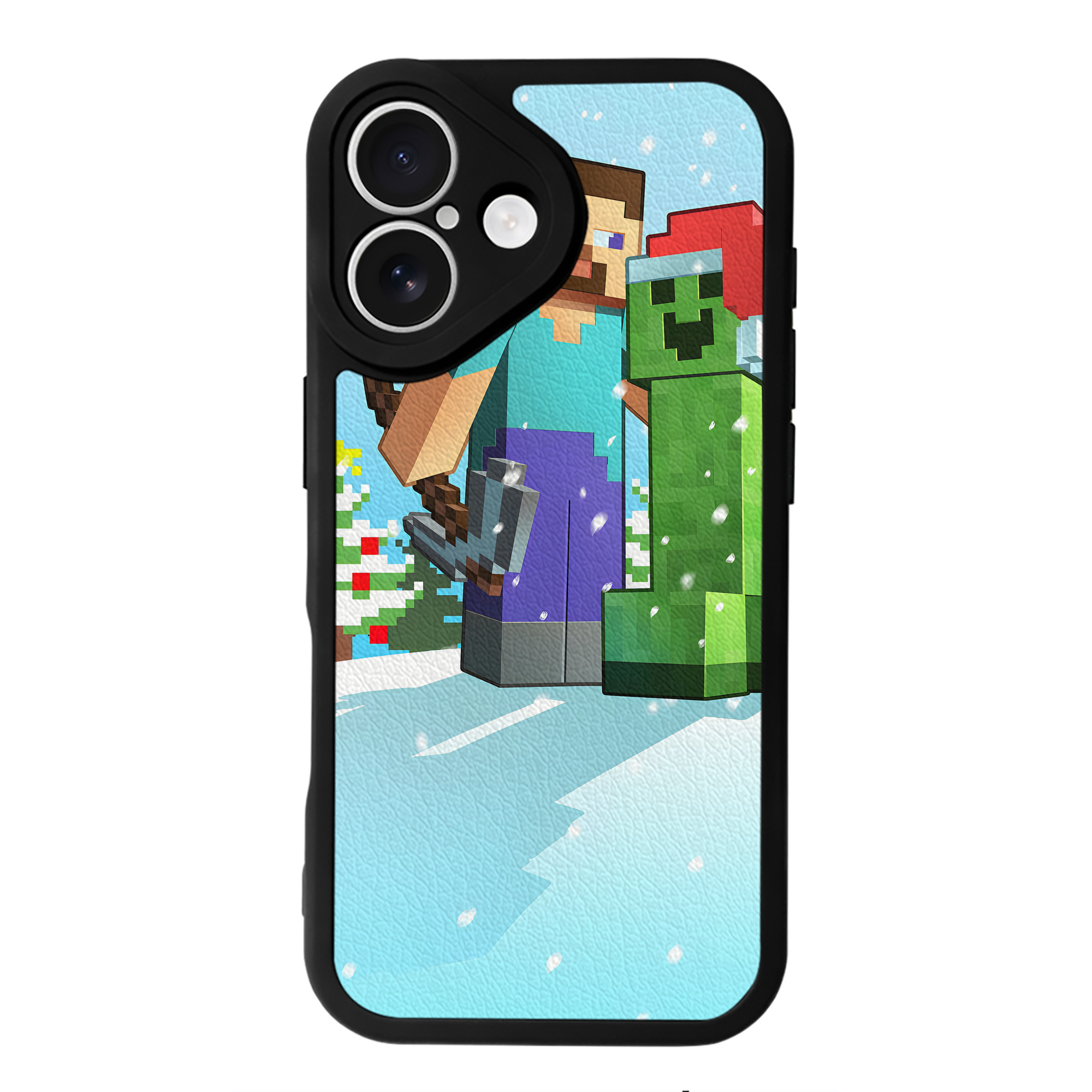 （画像用） マインクラフト ブロックの世界 Minecraft MC Block world 【iPhone 16シリーズ対応】シリコンスマホケース（レザー調） 材質：シリコン